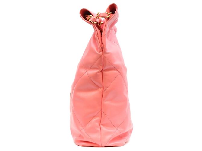 Borsa a tracolla Chanel in vitello lucido rosa corallo - vista 2