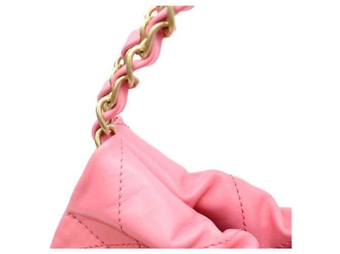 Borsa a tracolla Chanel in vitello lucido rosa corallo - vista 8