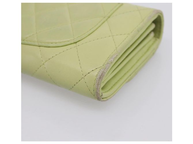 Portafoglio lungo CHANEL Matelasse in pelle d'agnello verde e oro CC Auth 197728 D'oro - vista 15
