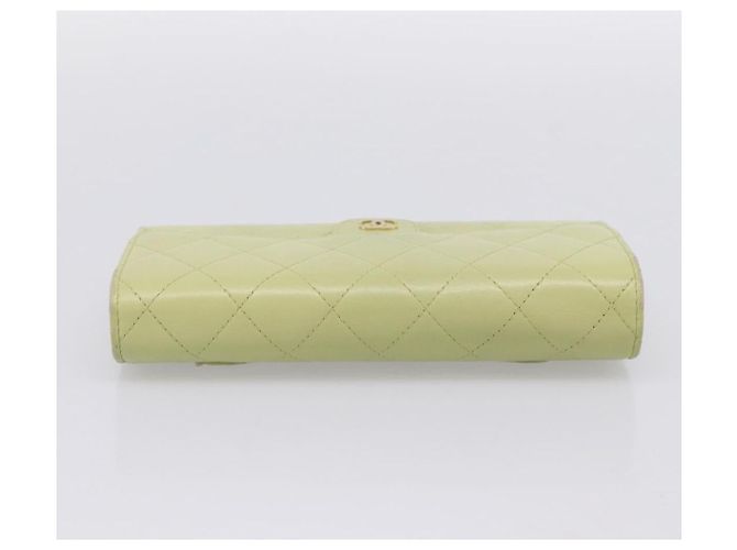 Portafoglio lungo CHANEL Matelasse in pelle d'agnello verde e oro CC Auth 197728 D'oro - vista 5