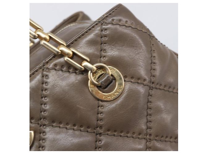 Borsa a tracolla CHANEL Wild Stitch Chain in pelle marrone e oro CC Auth yk20765V D'oro - vista 10