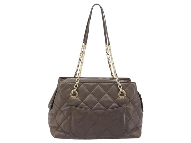 Borsa a tracolla CHANEL Wild Stitch Chain in pelle marrone e oro CC Auth yk20765V D'oro - vista 2