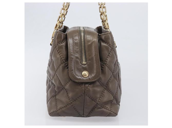 Borsa a tracolla CHANEL Wild Stitch Chain in pelle marrone e oro CC Auth yk20765V D'oro - vista 3