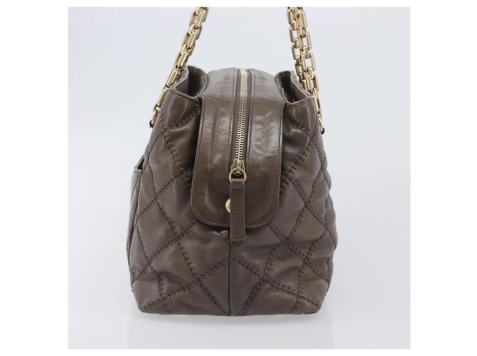 Borsa a tracolla CHANEL Wild Stitch Chain in pelle marrone e oro CC Auth yk20765V D'oro - vista 4