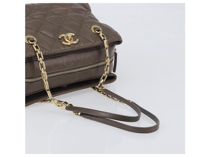 Borsa a tracolla CHANEL Wild Stitch Chain in pelle marrone e oro CC Auth yk20765V D'oro - vista 7