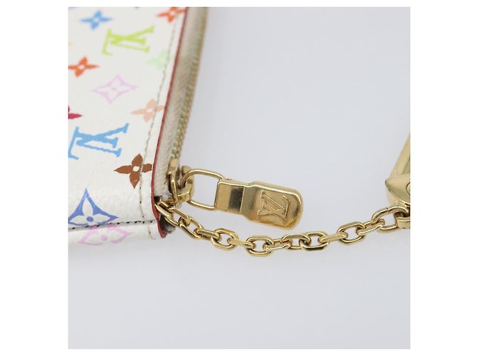 LOUIS VUITTON Monogram Multicolor Pochette Cles Purse White M28388 Auth yk20719M Bianco - vista 18