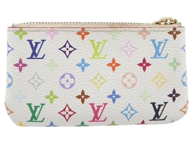 LOUIS VUITTON Monogram Multicolor Pochette Cles Purse White M28388 Auth yk20719M Bianco - vista 2