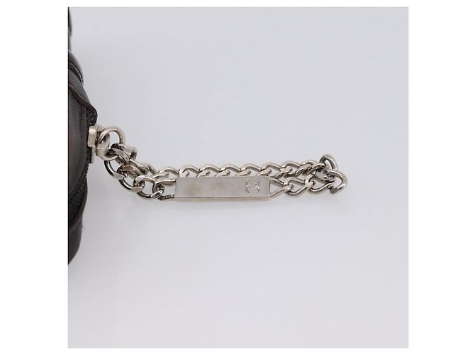 CHANEL Cambon Line Matelasse Pouch Leather Dark Brown Silver CC Auth 200180A Argento Marrone scuro - vista 8