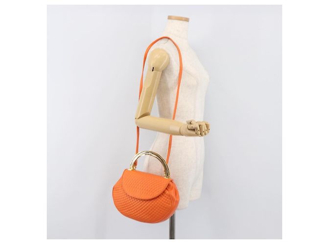 Borsa a mano BALLY in pelle 2way Orange Gold Auth 197157A D'oro Arancione - vista 24