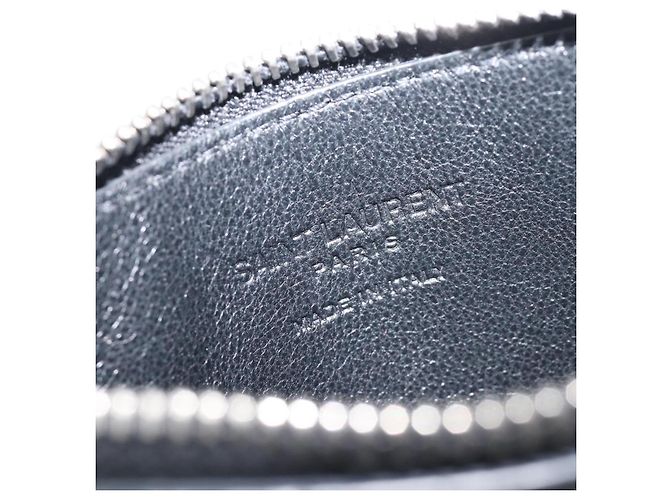 SAINT LAURENT Fragment Case Leather Black Silver 463778 Auth am12475V Negro Plata - vista 19