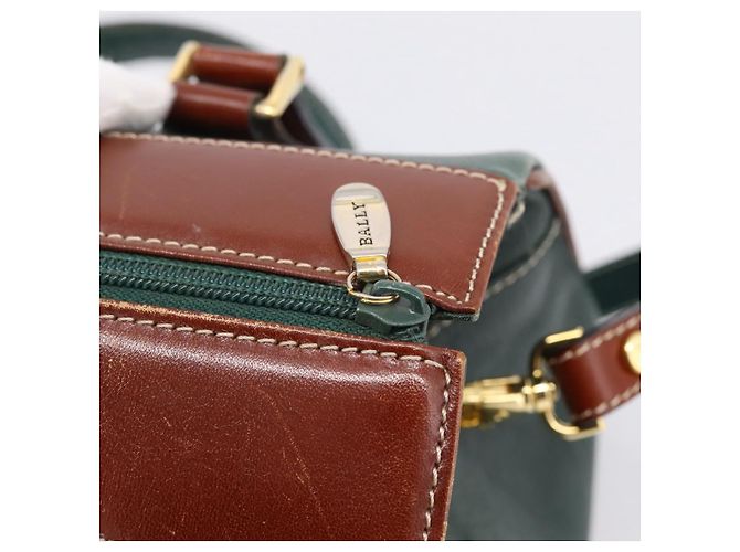 Borsa a mano BALLY in pelle 2way Verde Tono Oro Auth BA15313 - vista 10