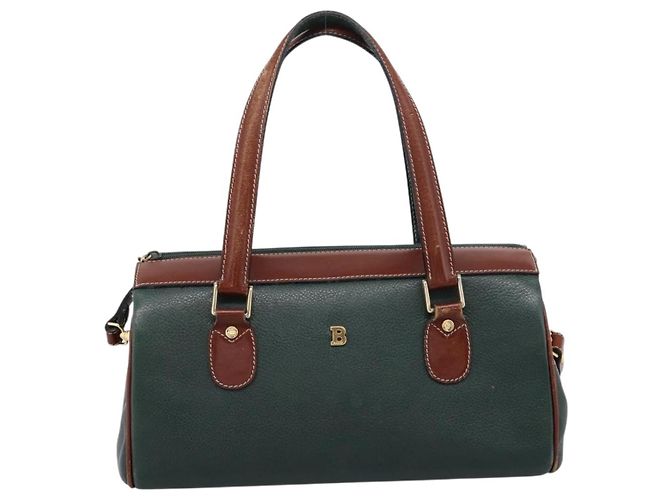 Borsa a mano BALLY in pelle 2way Verde Tono Oro Auth BA15313 - vista 13