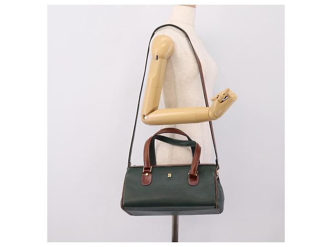 Borsa a mano BALLY in pelle 2way Verde Tono Oro Auth BA15313 - vista 23