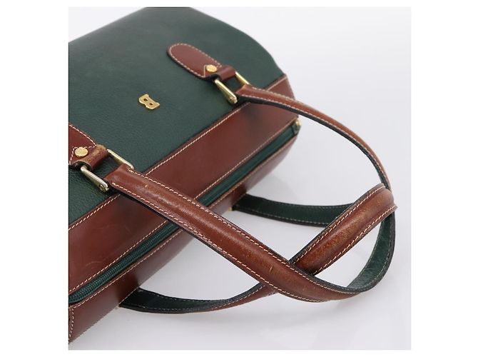 Borsa a mano BALLY in pelle 2way Verde Tono Oro Auth BA15313 - vista 7