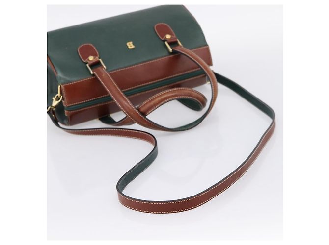 Borsa a mano BALLY in pelle 2way Verde Tono Oro Auth BA15313 - vista 8