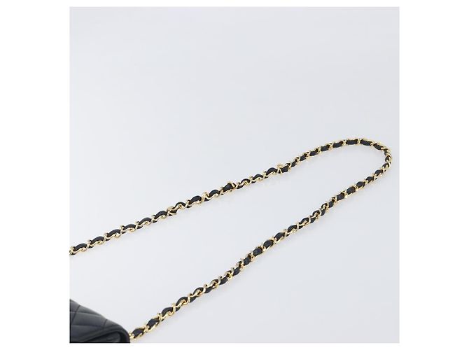 Borsa a tracolla CHANEL Chain Matelasse in pelle d'agnello nera e oro CC Auth yk20836SAM Nero D'oro - vista 14