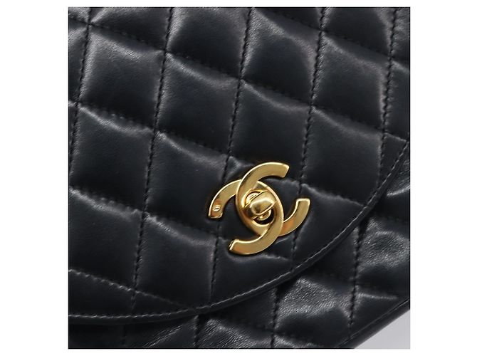 Borsa a tracolla CHANEL Chain Matelasse in pelle d'agnello nera e oro CC Auth yk20836SAM Nero D'oro - vista 19
