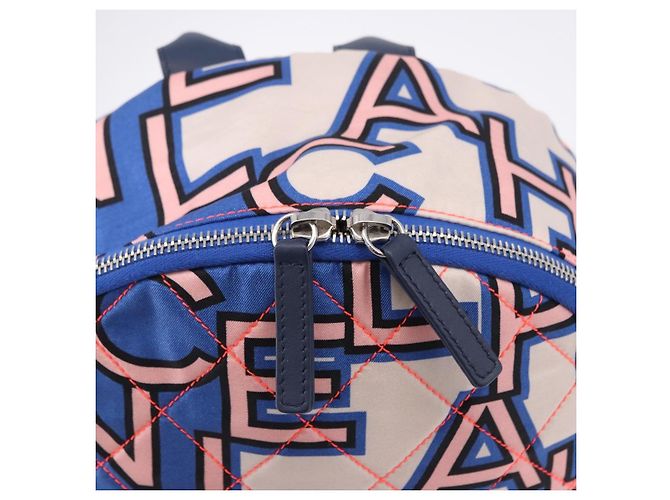 Zaino CHANEL Matelasse Nylon Blu Argento CC Auth 198652M - vista 10