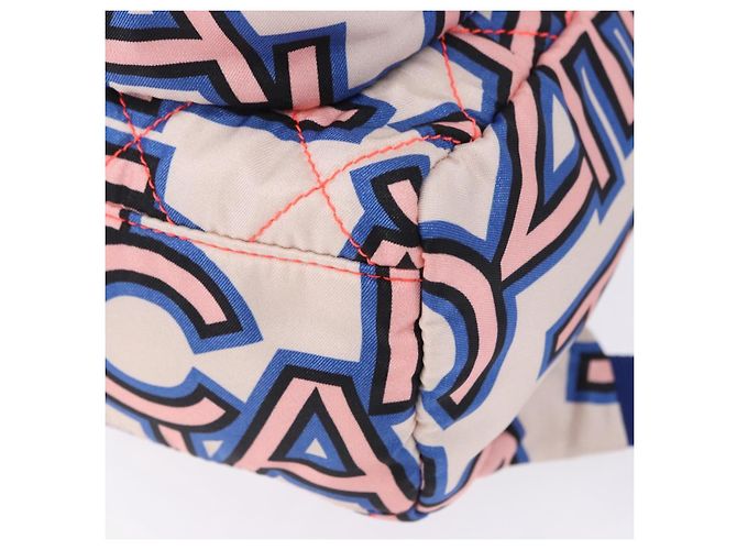 Zaino CHANEL Matelasse Nylon Blu Argento CC Auth 198652M - vista 16
