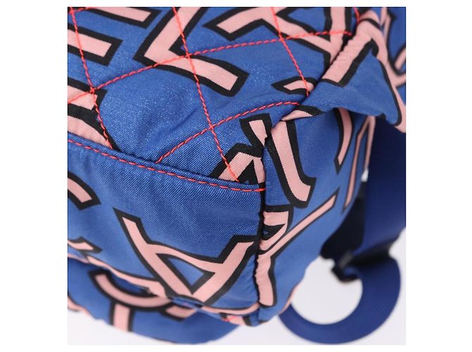 Zaino CHANEL Matelasse Nylon Blu Argento CC Auth 198652M - vista 18