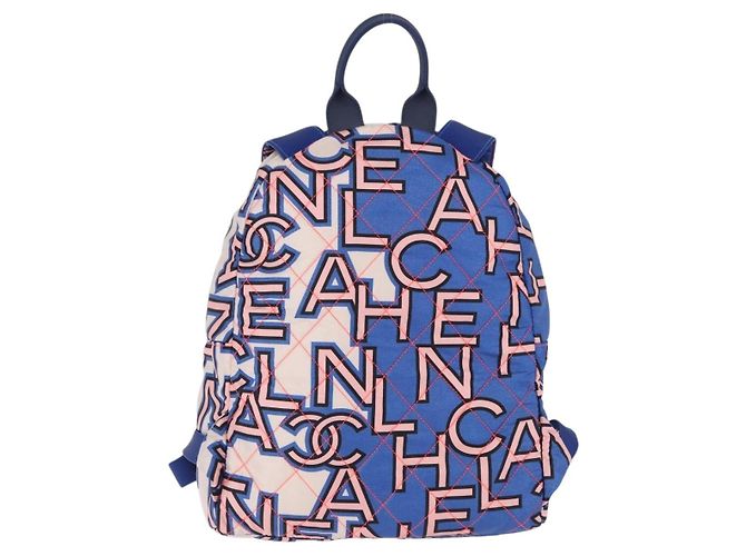 Zaino CHANEL Matelasse Nylon Blu Argento CC Auth 198652M - vista 2