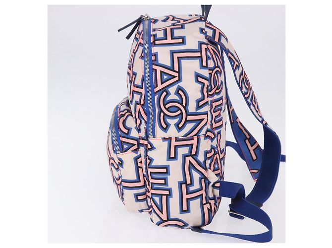 Zaino CHANEL Matelasse Nylon Blu Argento CC Auth 198652M - vista 3