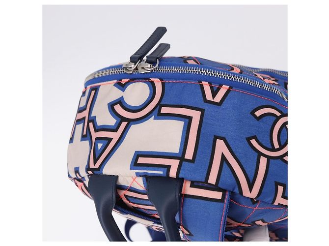Zaino CHANEL Matelasse Nylon Blu Argento CC Auth 198652M - vista 6