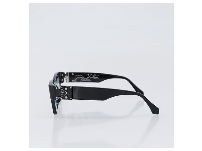 LOUIS VUITTON Occhiali da sole Charleston Justin Plastica Nero Z1244E LV Auth 200174M Argento - vista 3