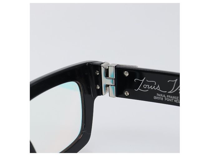 LOUIS VUITTON Occhiali da sole Charleston Justin Plastica Nero Z1244E LV Auth 200174M Argento - vista 8