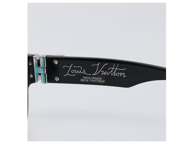 LOUIS VUITTON Occhiali da sole Charleston Justin Plastica Nero Z1244E LV Auth 200174M Argento - vista 9