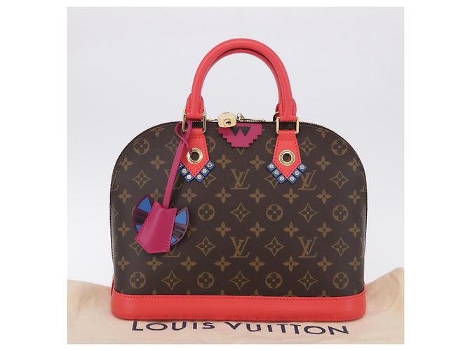 LOUIS VUITTON Monogram Totem Alma PM Hand Bag Red Flamingo LV Auth 199111SAM Rosso Monogramma - vista 12