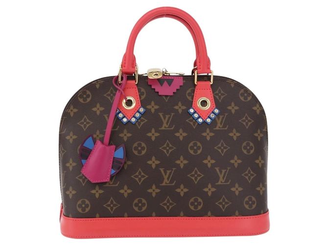 LOUIS VUITTON Monogram Totem Alma PM Hand Bag Red Flamingo LV Auth 199111SAM Rosso Monogramma - vista 13