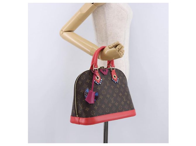LOUIS VUITTON Monogram Totem Alma PM Hand Bag Red Flamingo LV Auth 199111SAM Rosso Monogramma - vista 26