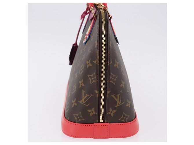 LOUIS VUITTON Monogram Totem Alma PM Hand Bag Red Flamingo LV Auth 199111SAM Rosso Monogramma - vista 3