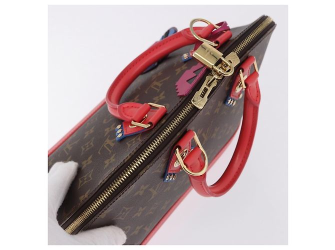 LOUIS VUITTON Monogram Totem Alma PM Hand Bag Red Flamingo LV Auth 199111SAM Rosso Monogramma - vista 6
