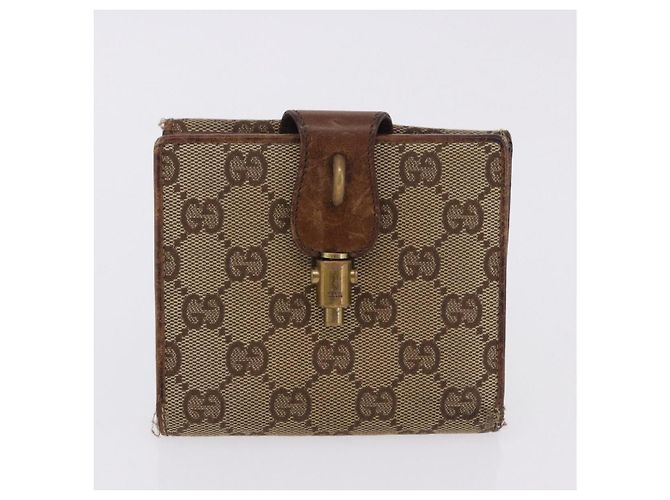 Cartera larga GUCCI GG Canvas Set de 2 Beige Gold Auth 196947 Dorado - vista 10