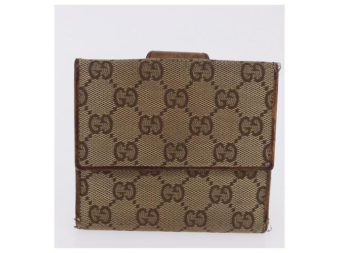 Cartera larga GUCCI GG Canvas Set de 2 Beige Gold Auth 196947 Dorado - vista 11