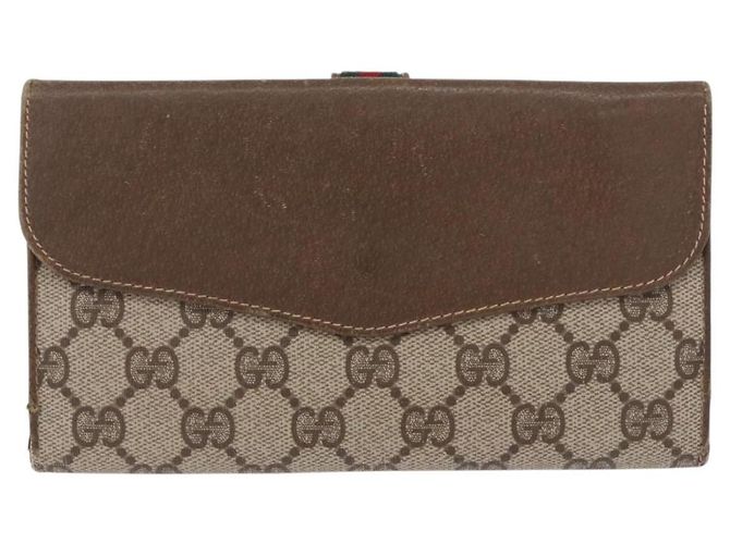 Cartera larga GUCCI GG Canvas Set de 2 Beige Gold Auth 196947 Dorado - vista 3