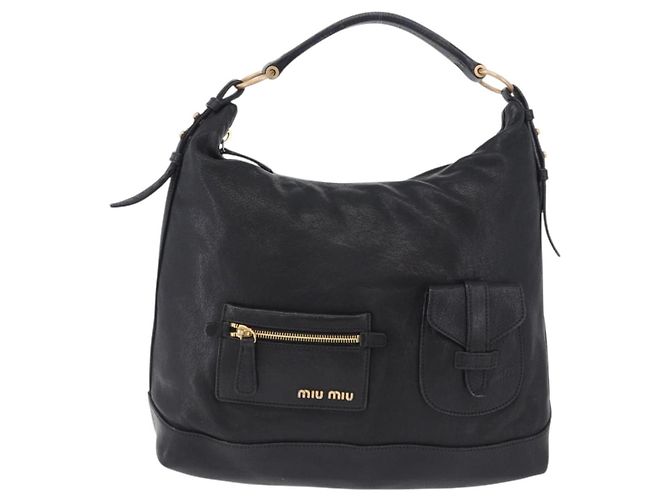 Borsa a tracolla Miu Miu in pelle nera e oro Auth yk20777M Nero D'oro - vista 13