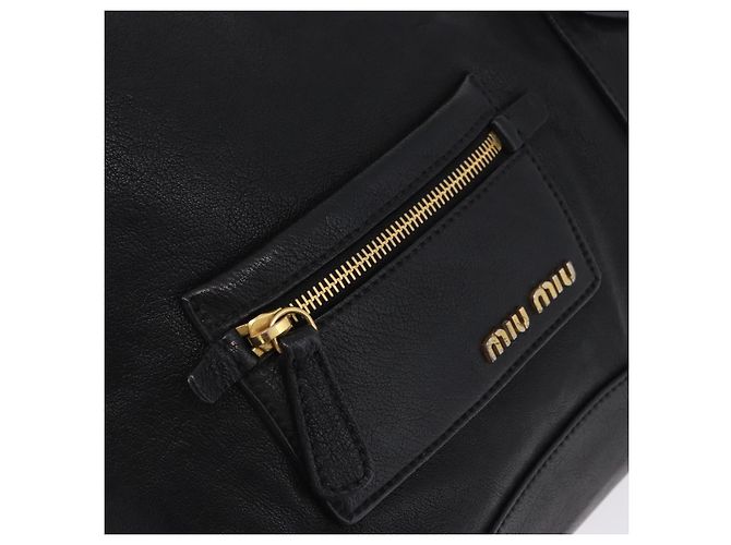 Borsa a tracolla Miu Miu in pelle nera e oro Auth yk20777M Nero D'oro - vista 18