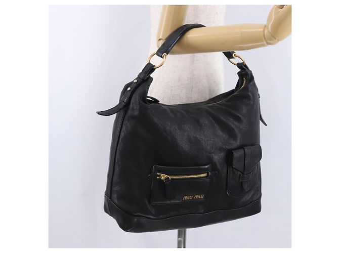 Borsa a tracolla Miu Miu in pelle nera e oro Auth yk20777M Nero D'oro - vista 25