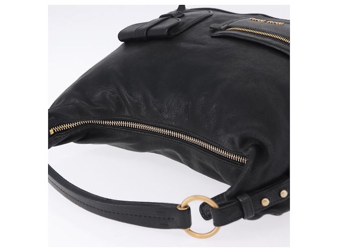 Borsa a tracolla Miu Miu in pelle nera e oro Auth yk20777M Nero D'oro - vista 6