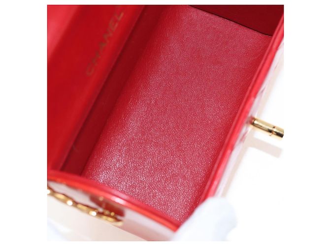 Borsa CHANEL Mademoiselle Chain Matelasse in pelle d'agnello rossa e oro CC Auth 196580SV Rosso D'oro - vista 10