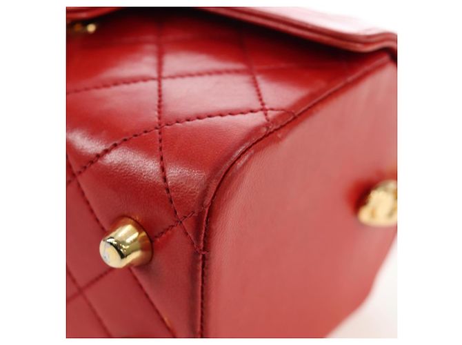 Borsa CHANEL Mademoiselle Chain Matelasse in pelle d'agnello rossa e oro CC Auth 196580SV Rosso D'oro - vista 15