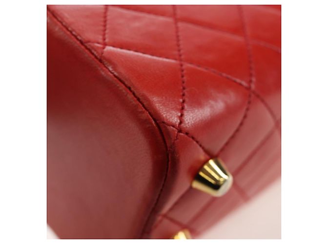 Borsa CHANEL Mademoiselle Chain Matelasse in pelle d'agnello rossa e oro CC Auth 196580SV Rosso D'oro - vista 16