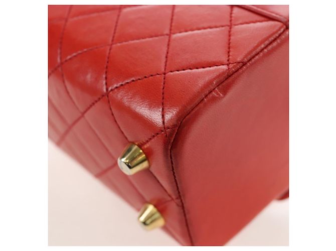 Borsa CHANEL Mademoiselle Chain Matelasse in pelle d'agnello rossa e oro CC Auth 196580SV Rosso D'oro - vista 17