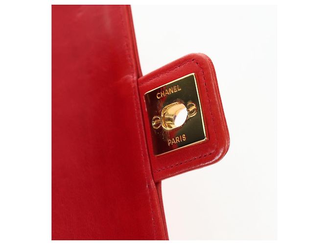 Borsa CHANEL Mademoiselle Chain Matelasse in pelle d'agnello rossa e oro CC Auth 196580SV Rosso D'oro - vista 19