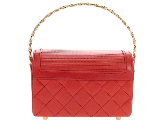 Borsa CHANEL Mademoiselle Chain Matelasse in pelle d'agnello rossa e oro CC Auth 196580SV Rosso D'oro - vista 2