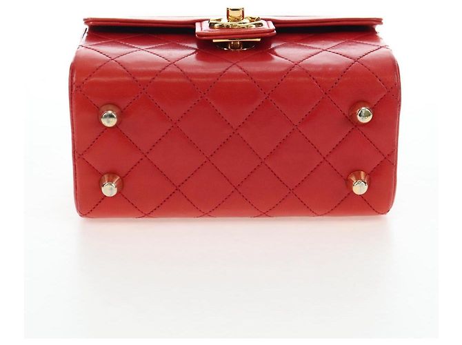 Borsa CHANEL Mademoiselle Chain Matelasse in pelle d'agnello rossa e oro CC Auth 196580SV Rosso D'oro - vista 5