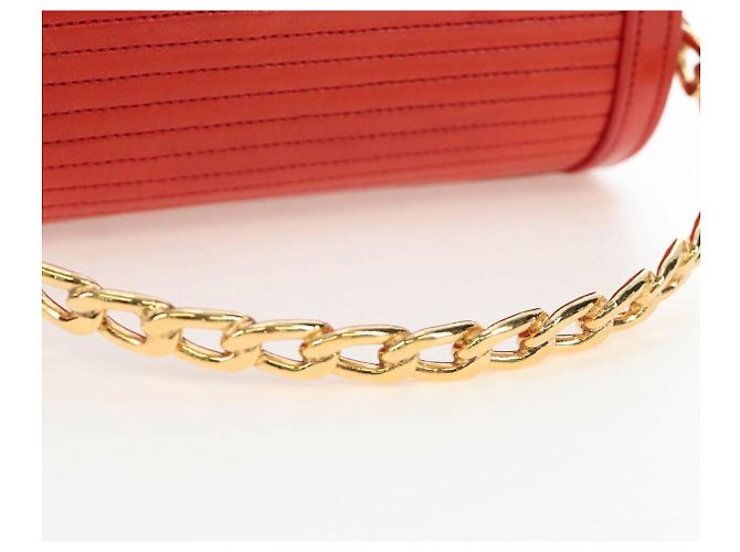 Borsa CHANEL Mademoiselle Chain Matelasse in pelle d'agnello rossa e oro CC Auth 196580SV Rosso D'oro - vista 7